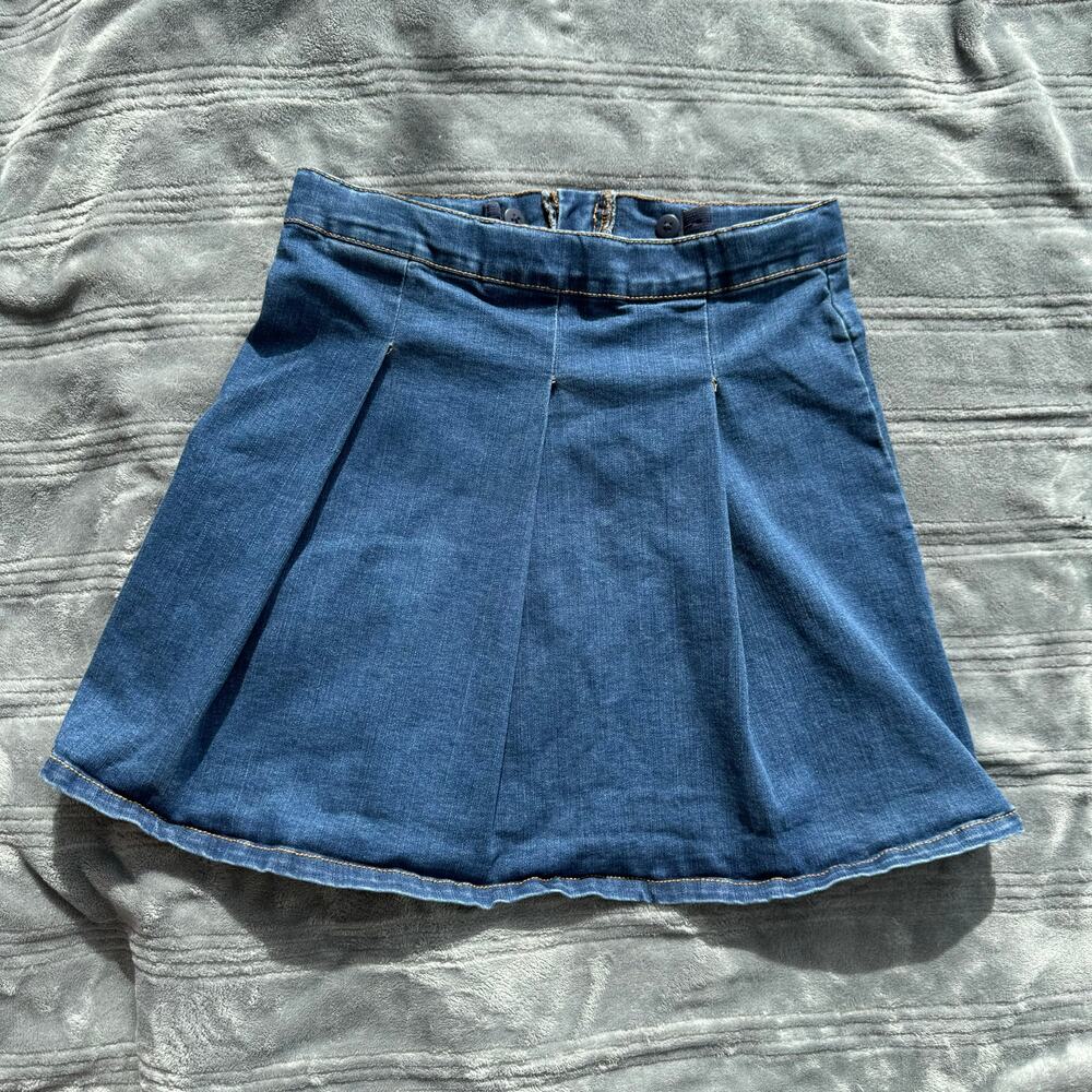 Art Class Girls Cotton Blend Denim Pleated Skirt Adjustable Waist XL 14/16 - Picture 3 of 9